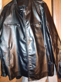 Black Brand New Open Neck Leather jacket