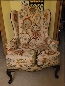Vintage Woodmark Mary Webb Wood "Tree of Life" Wingback Chairs