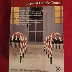 8 Pc 10 in Lighted Candy Canes