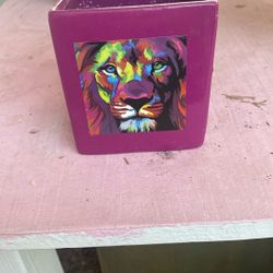Purple Ceramic Garden Pot With Rainbow Lion 5$