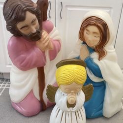 Vintage Christmas Blow Molds Joseph Mary Angel