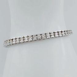 Women's 14K White Gold 10.00 Carat Total Weight (SI2 Color I) 21 GR Diamond Tennis Bracelet.