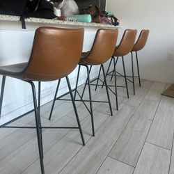 Modern Faux Leather Bar Stools – Set of 4 or Pairs 