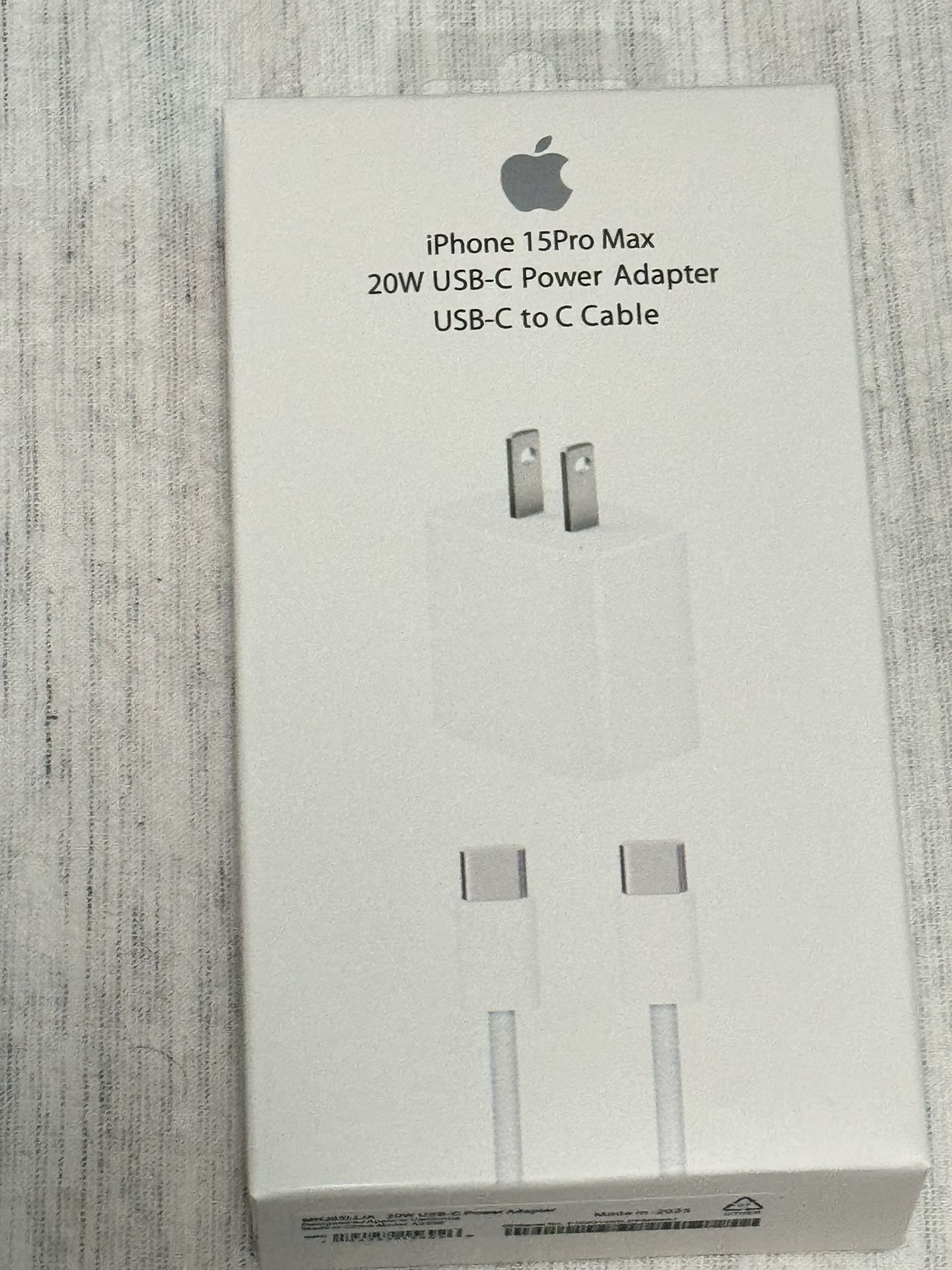 iPhone 15 Pro Max 20W USB-C Power Adapter USB-C To USB-C Cable