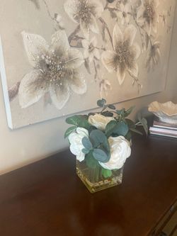 White Artificial Faux Flowers Arrangement
