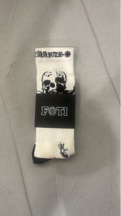 Black And White Skull Chrome Heart Socks