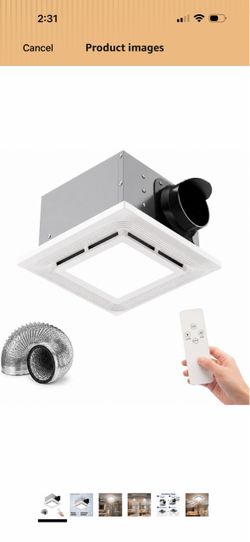 Bathroom Exhaust Fan with LED Light and Remote