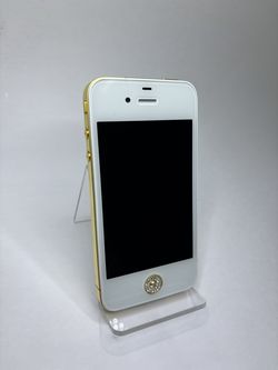iPhone 4 GSM White Gold Jewels Added AT&T 16 GB Collectors item Refurbished A-Grade A1332 iOS 7.1.2