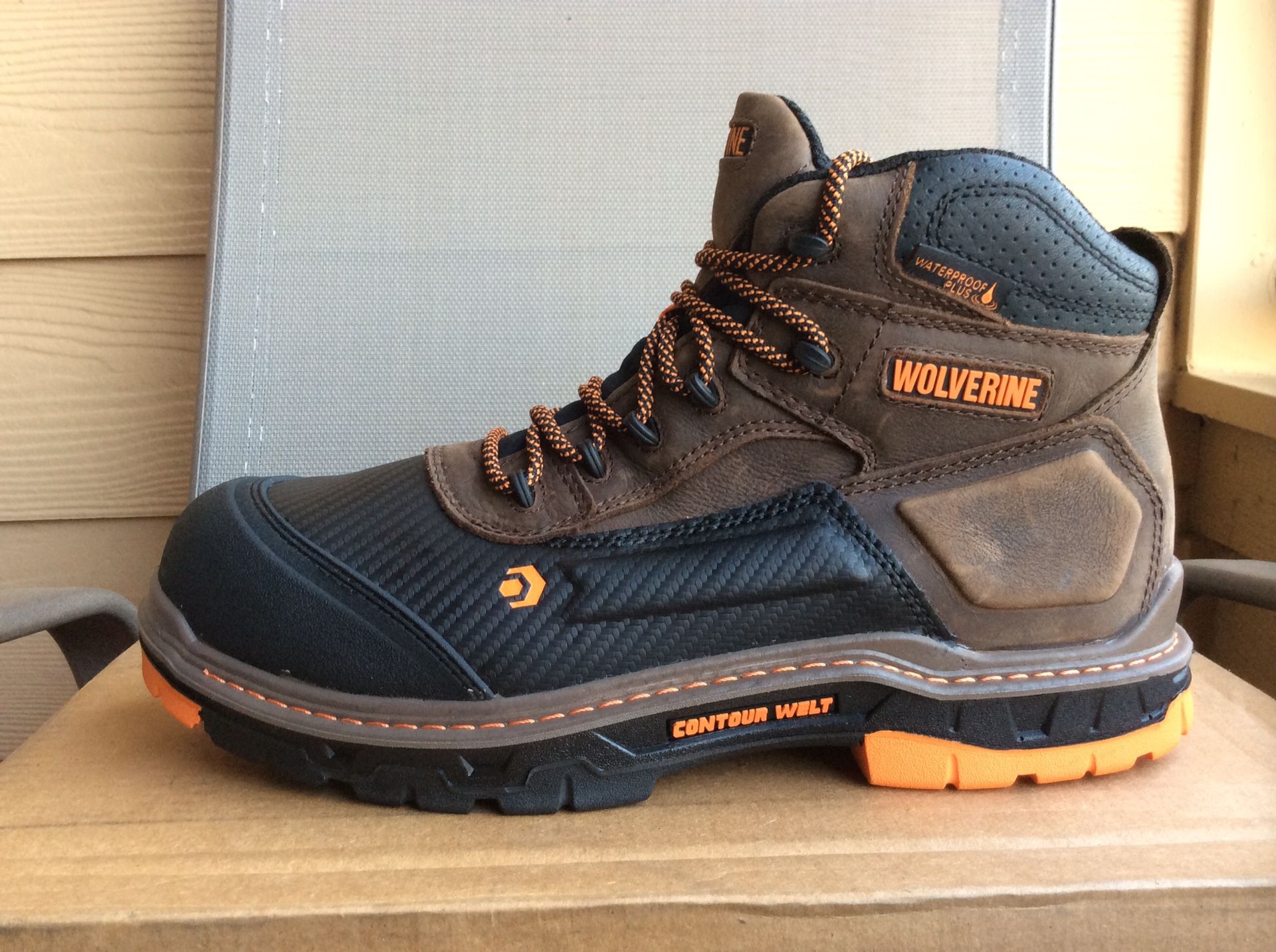 NEW MEN’S WOLVERINE OVERPASS ST CONTOUR WELT STEEL TOE WATERPROOF WORK BOOTS Sz 12