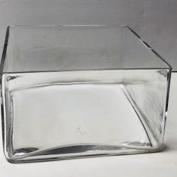 Square vase, clear glass, 7 inches by 7 inches, 4.25 inches tall