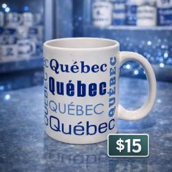 Rare Québec Collectible Mug – Blue & White Souvenir Cup