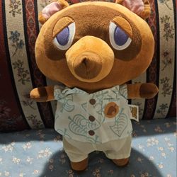 NINTENDO  ANIMAL  CROSSING  TOM NOOK  STUFFED  PLUSH  ANIMAL TOY  18"INCHES PRE-OWNED 