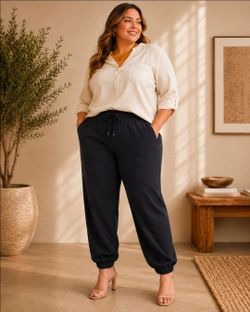 NWT Women's XXL Black Tie Jogger Pants