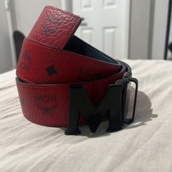 Black And Red Reversable Mcm M Belt 