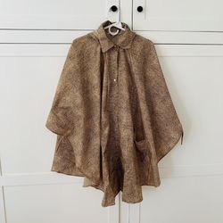 Borbonese Brown Tan Print Rain Poncho Onesize