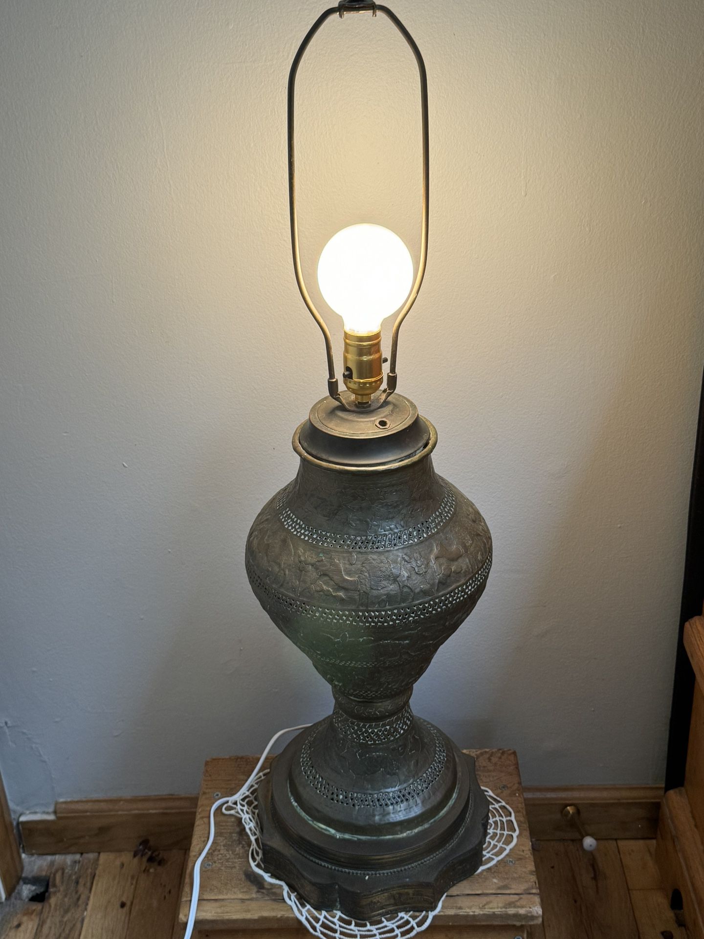 Antique Large Bronze Restored Lamp