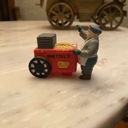 1987 Dept 56 Christmas in the City Pretzel Cart with Vendor 59650