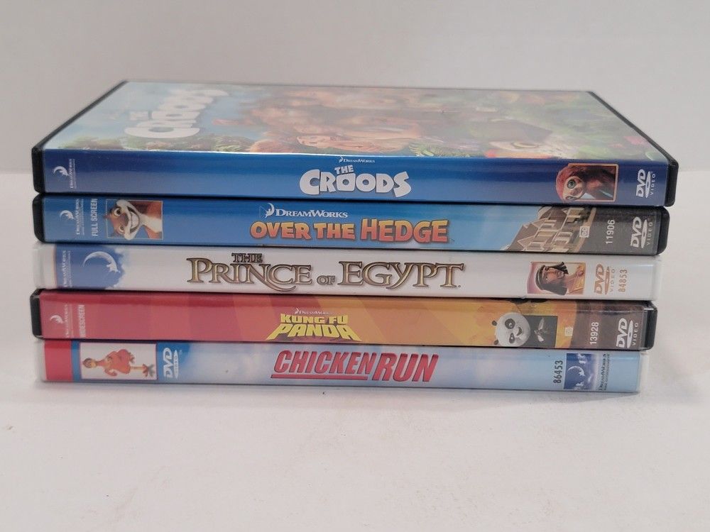 DreamWorks Animated DVDs Lot of 5 - Chicken Run, Over the Hedge, Croods DVD