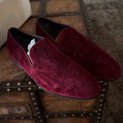 Robert Graham Red Velvet Low Loafers 