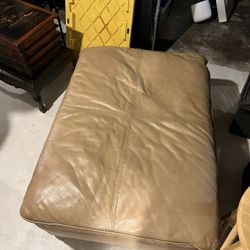 Tan leather ottoman