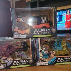🙂NEW 3 SETS OF ALPHA SQUAD. EACH SET INCLUDES VEHICLE, SOLDIER, AND MISCELLANEOUS ITEMS