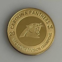Highland Mint Carolina Panthers 2014 NFC South Division Champions 39mm 24kt Gold Flash Plated Medallion Flip Coin Limited Edition Sports Memorabilia I