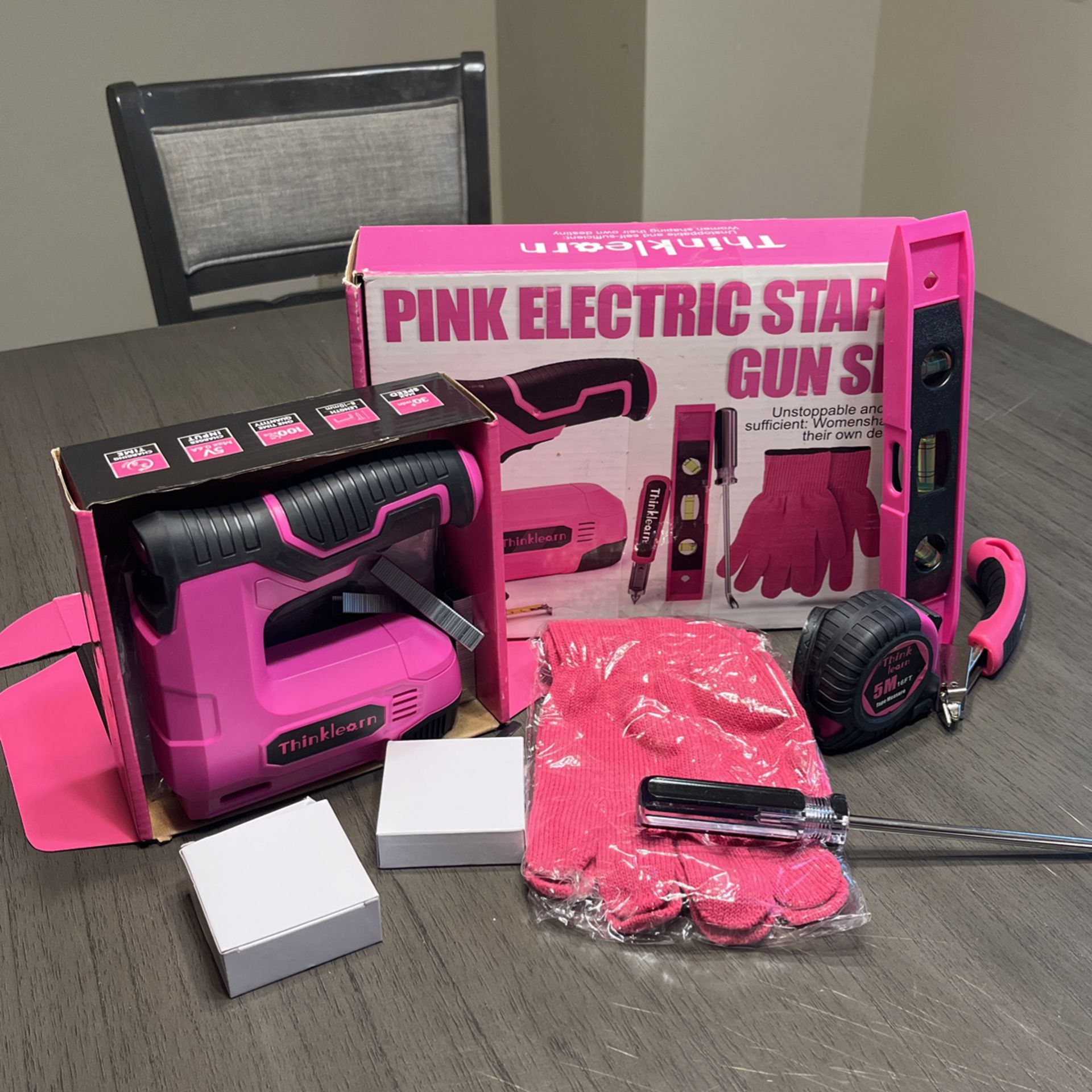 Pink Electric Staple Gun Set