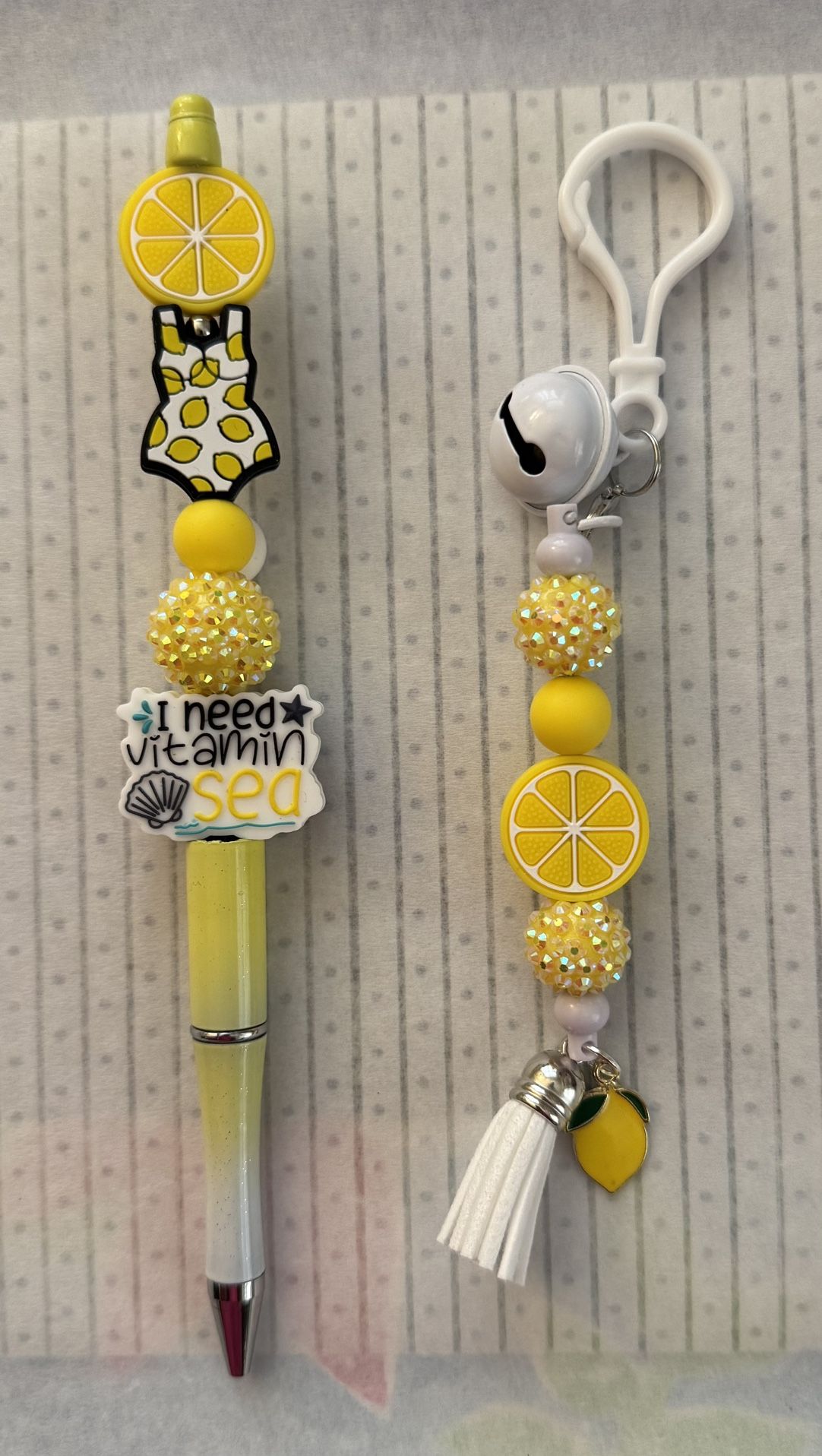 “Lemon-Squeezy” Pen And Keychain/Purse Charm Set