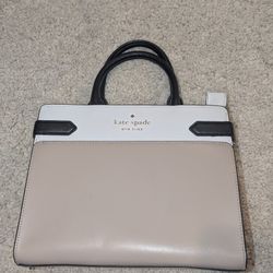Kate Spade Staci Color‑Block Satchel – White/Beige/Black – Barely Used – $160 (OBO)
