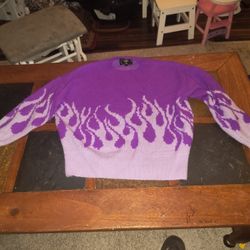 Women's Small To Medium Purple Flame Sweater 