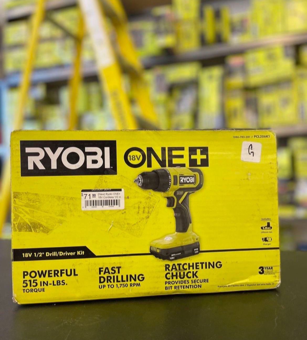 RYOBI ONE+ 18V Cordless 1/2 in. Drill/Driver Kit with (1) 1.5 Ah Battery and Charger PCL206K1