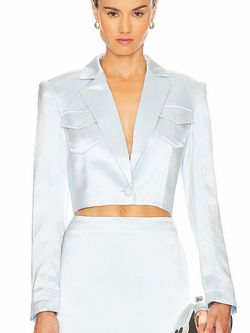 Cinq & Sept Glacial Blue Satin cropped Blazer Size 0 Brand new with tags
