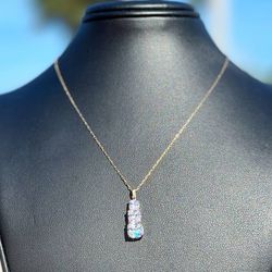 14k yellow gold 2 CT CZ stone pendant Necklace & 14k yellow gold 15” chain