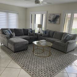 Modern Gray Sofa Set – 2 Matching Couches (Excellent Condition)