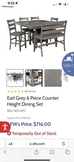 Earl grey 6 piece 2024 counter height dining set
