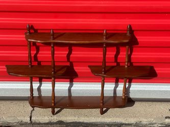 Antique 3-Tier Wooden Wall Shelf with Spindle Posts