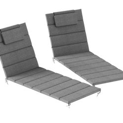 Lounge Chair Cushion Set of 2 Charcoal Gray 