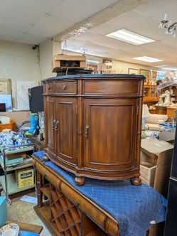 Wood Sideboard Cabinet with Black marble Top