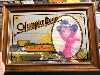 Vintage Olympia Beer Mirror - "It's The Water" Bar Sign (1970s/80s)