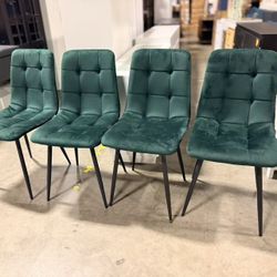 Dining Chairs Set of 4, green fabric