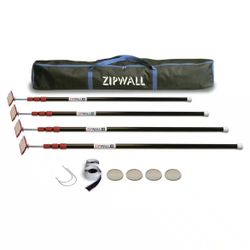 ZipWall 10 ft. Stainless Steel Dust Barrier Poles with 2-Adhesive Zippers and a Carry Bag Black (4-Pack