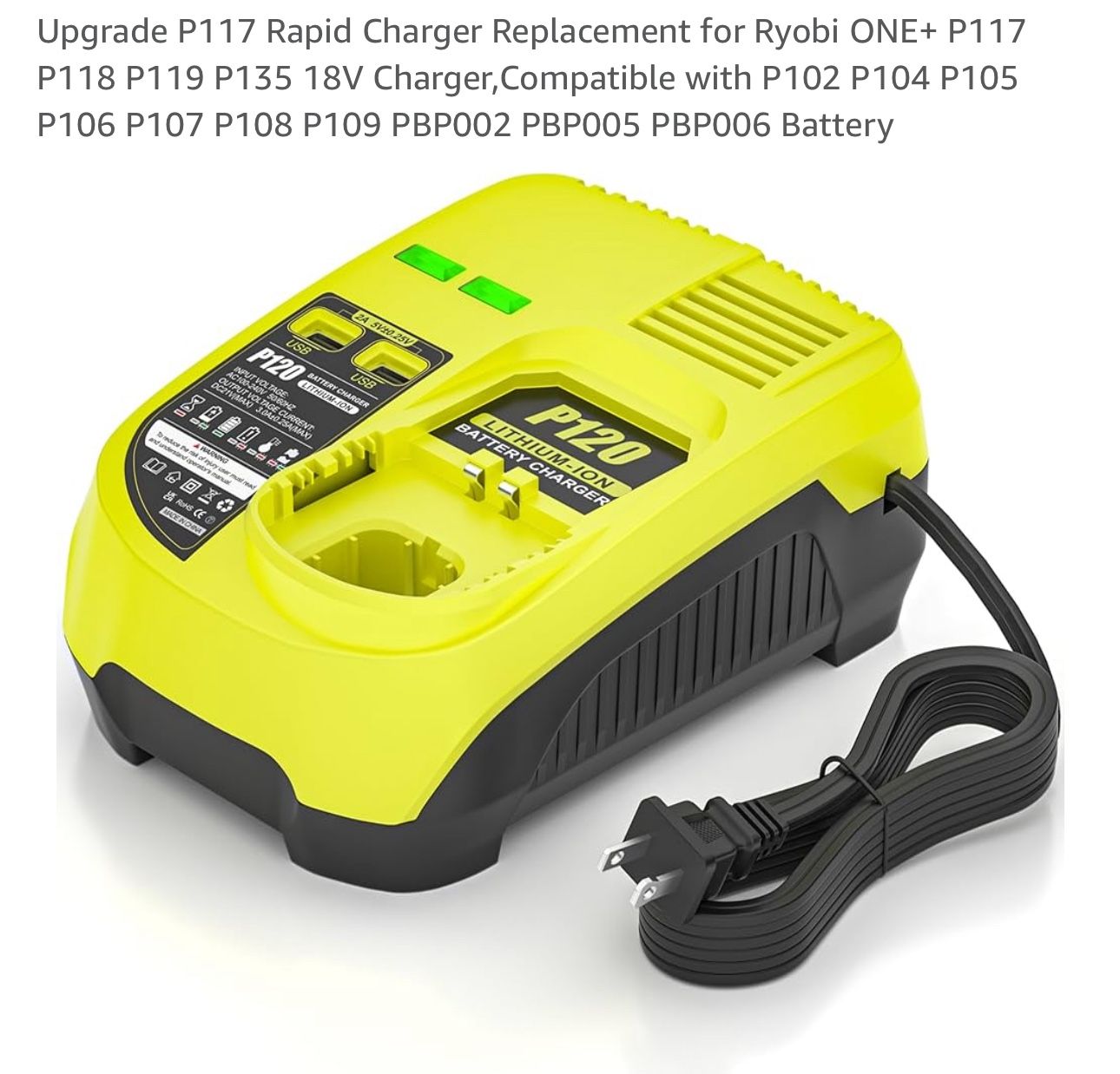 Rapid Charger Replacement For Ryobi One