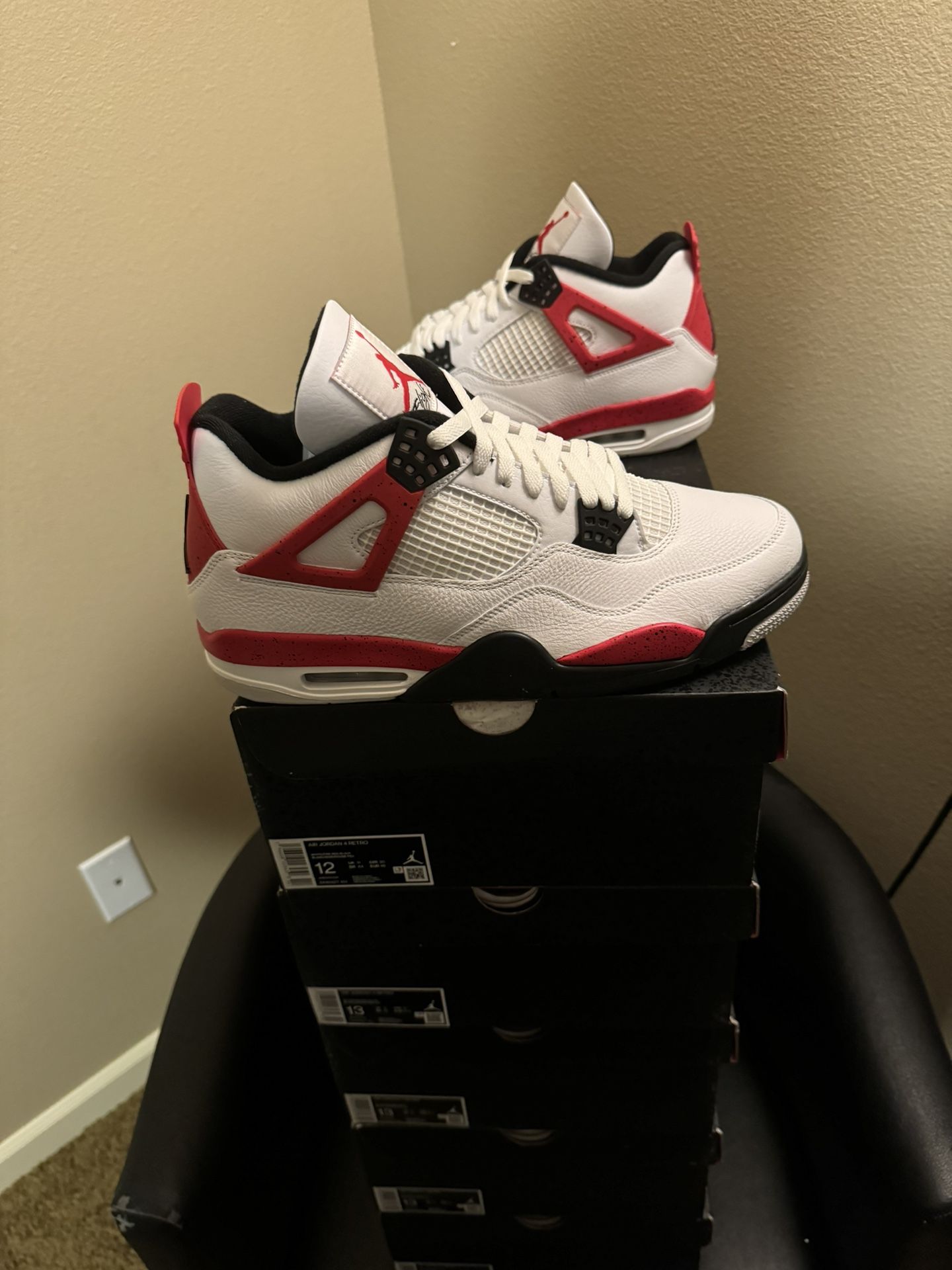 Brand new Air Jordan Red cement 4’s size 12, 13x4 with original box and proof of purchase.