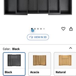 VaeFae Premium Bamboo Drawer Organizer, Expandable Silverware Drawer Organizer, Cutlery Tray with Dividers for Kitchen Utensils (Black, Large) 