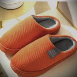 Women's WINTER Warm Slippers - Fur, Thick NonSlip sole, Orange 