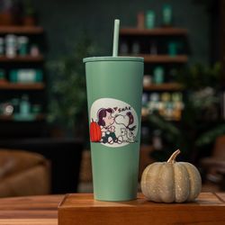 Starbucks x Peanuts Snoopy and Lucy Green Stainless Steel Cold Cup