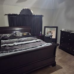 cherry king sleigh bed Set