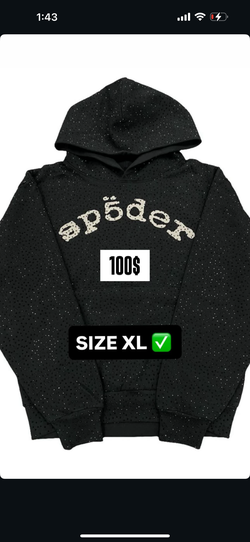 bedazzled black spider hoodie