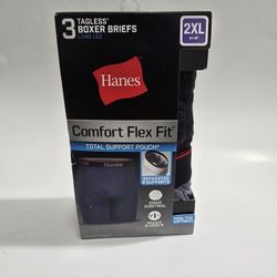 Hanes Men Comfort Flex Total Support Pouch Long Leg Boxer 2XL Briefs 3-Pack 