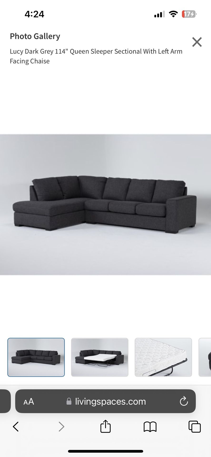 Living Spaces Lucy Grey Sectional